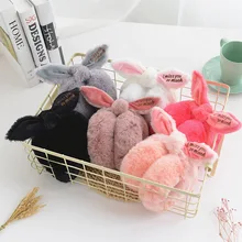 Милые меховые зимние наушники с кроликом; Теплые Зимние удобные наушники; теплые зимние наушники для женщин и девочек