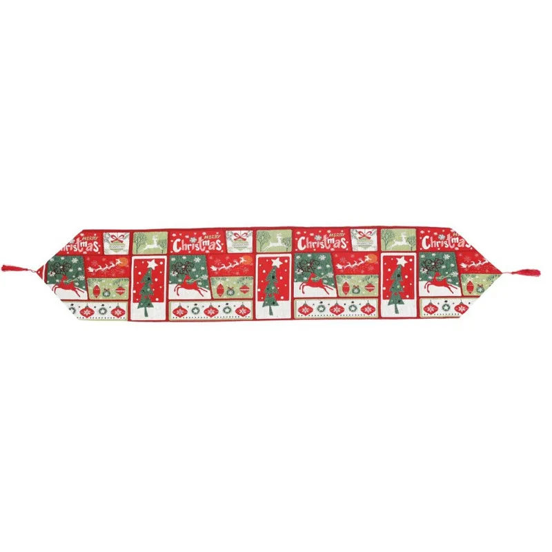 Poinsettia Рождественская настольная дорожка с цветами с кисточками кулон праздничное мероприятие обеденный стол украшения