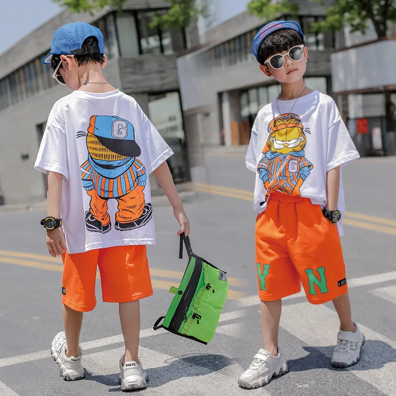 Summer T-Shirt Pants Shorts Garfield Baby-Boys 13-Years Suit Two-Pieces-Set Boy Kids