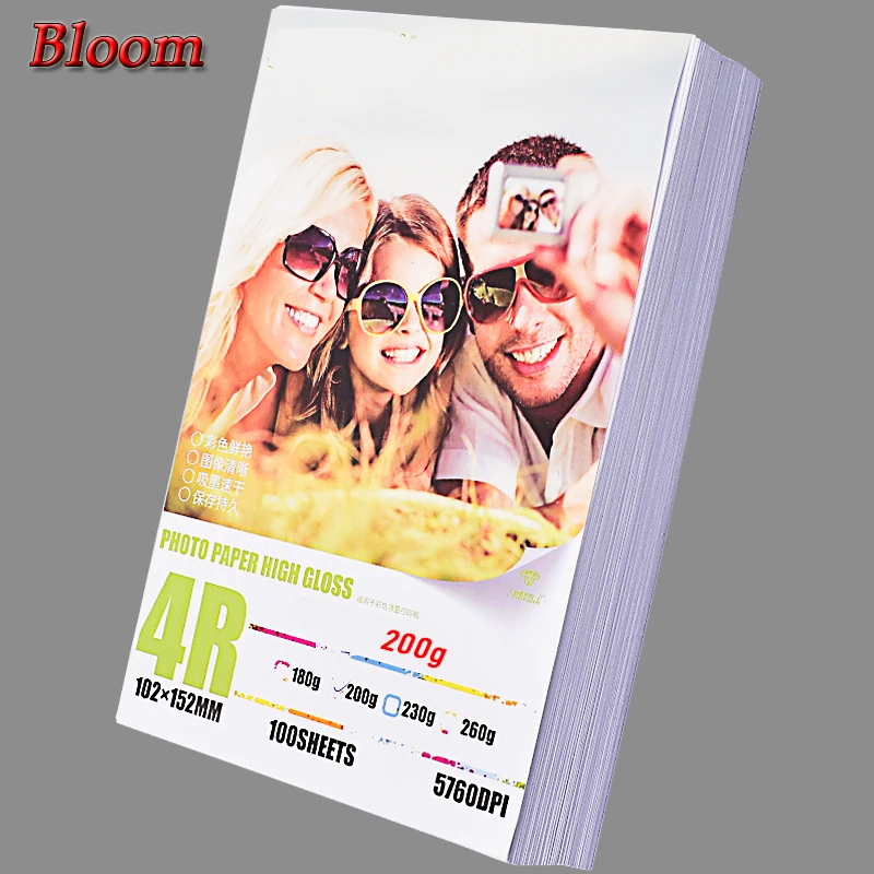 

inkjet printer photo paper of 100 Sheets Glossy 4R 4x6 printing papers for All Models of printers