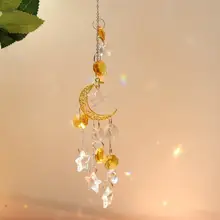 

Crystal Windchimes Star Moon Pendant Handmade Sun Light Catcher Handmade Garden Window Wedding Curtain Decor Wind Chime