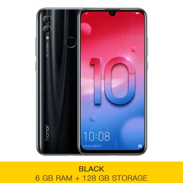 6GB 128GB Black Смартфон Honor 10 Lite Kirin 710, 4 Гб, 6 ГБ ОЗУ, 64 ГБ, 128 Гб ПЗУ, экран 6,21 дюйма, Android 9, четыре ядра, 3 камеры, мобильный телефон - Цвет: 6GB 128GB Black