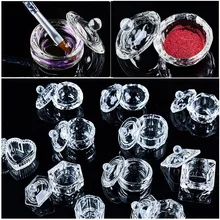 Чашка для ногтей прозрачная Хрустальная чаша для акрилового порошка жидкий держатель Dappen Блюдо оборудование для дизайна ногтей маникюр Дизайн ногтей гель Инструмент