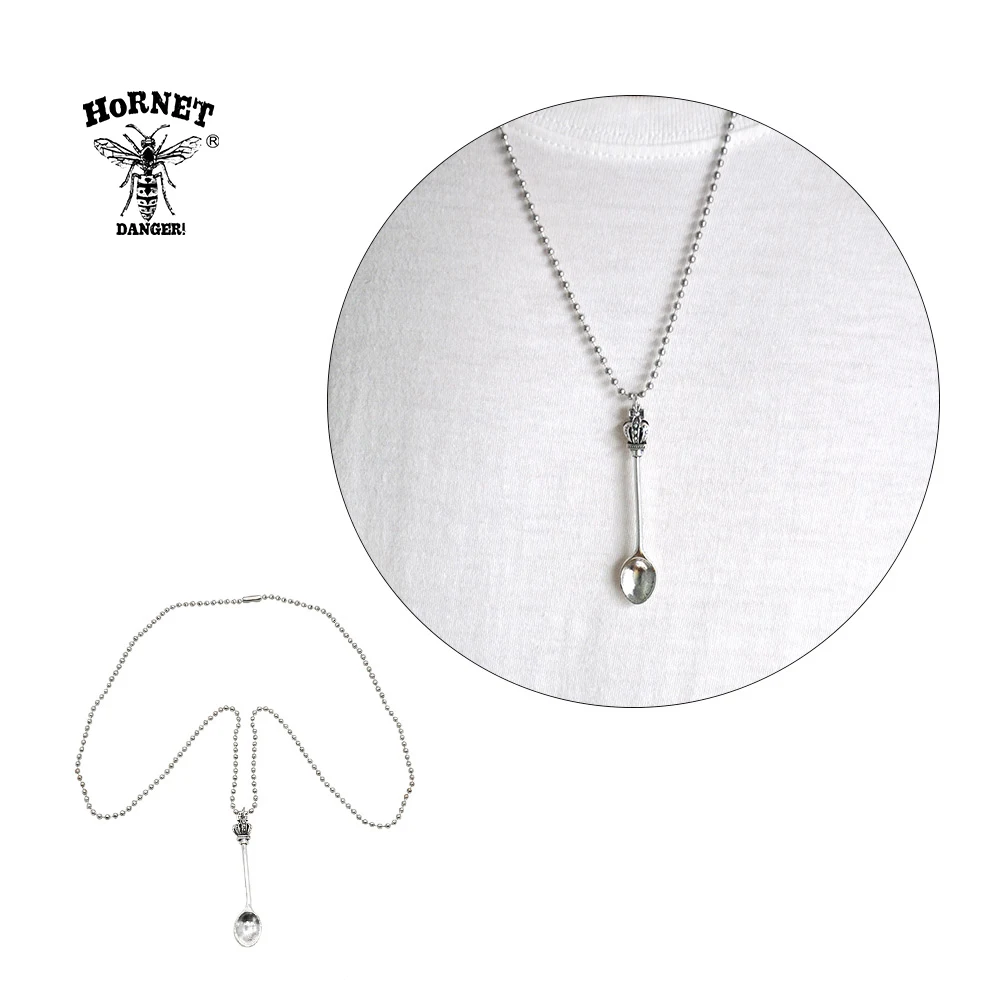 Luxury Necklace Crown Metal Spoon Sniffer Snorter Powder Hoover Hooteer Snuff Silver/Gold