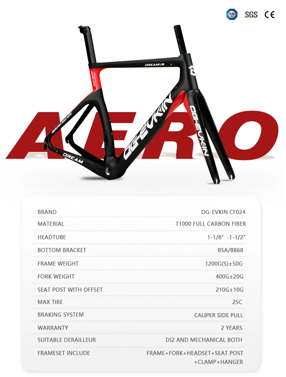 Top T1000 Carbon Road Bike Frame UD BSA Bicycle Carbon Frame Road Di2 And Mechanism XXS XS S M L Frameset 1-1/8" 1-1/2" OG-EVKIN 1