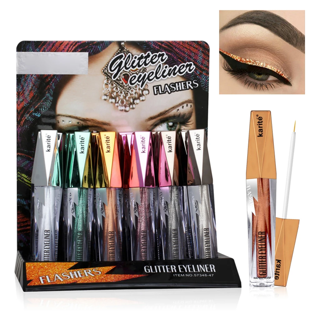 

6 Colors Non-Dizzy Glitter Eyeliner Colored Liquid Eyeliner Longlasting Shimmer Eyeshadow Charming Eye Makeup