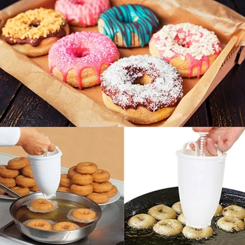 

Plastic Donut Maker Dispenser Doughnut Maker Artifact Fry Donut Mould Arabic Waffle Doughnut Cake Mould Kitchen Pastry Tool