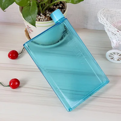 А5 бумажная плоская фляга для воды портативная прозрачная подставка для плоских напитков чайник для путешествий Пешие Походы напитки Бутылка(420 мл - Цвет: blue