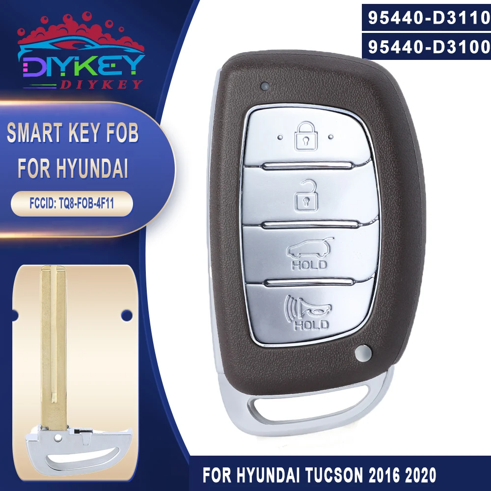 

DIYKEY 95440-D3110 / 95440-D3100 4 Button 433.92MHz 47 Chip Smart Remote Key Fob For Hyundai Tucson 2016 2017 2018 2019 2020