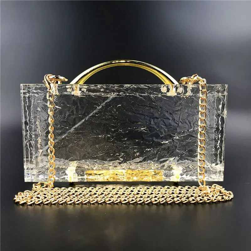 

Women Lady Acrylic Detachable chain-strap Handbag Transparent Evening Clutch Fashion Bridal Wedding Party Prom Wallet Purse