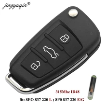 jingyuqin 3 Button Remote Car Flip Key 315Mhz Fob for AUDI TT A3 A4 A6 A8 Quattro S4 S6 2005-2012 with 48 Chip 8E0 837 220L G E