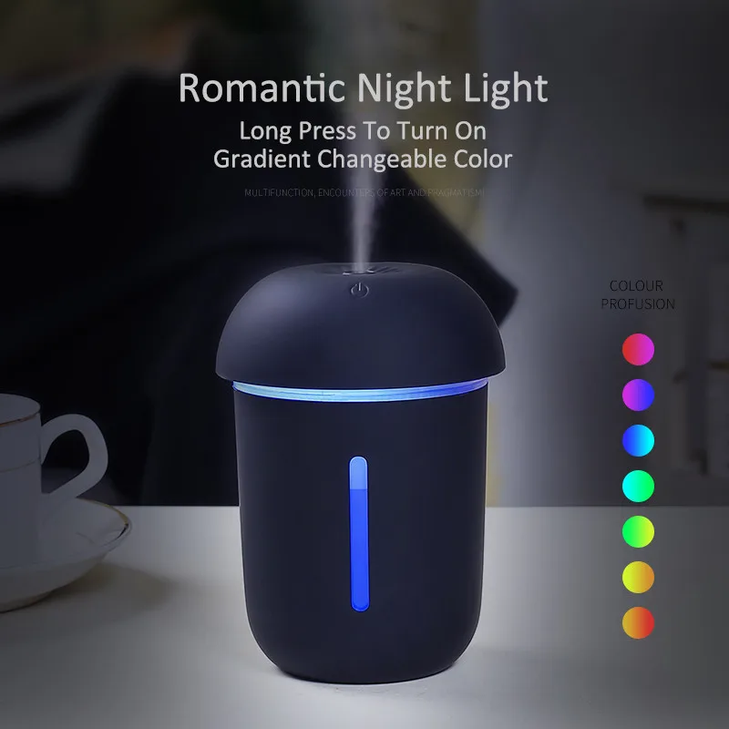  200ML Mushroom Ultrasonic Air Humidifier Aromatherapy Diffuser With Mini USB Fan&LED Lamp Mist Make