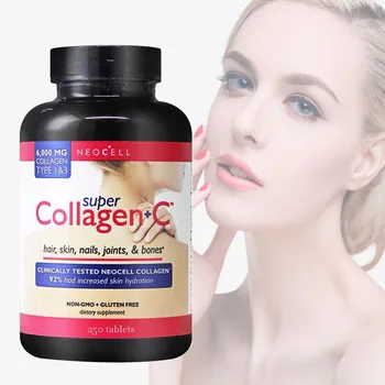 

250pcs Hydrolyzed Collagen+c Hair skin nails joints Bones Care Supplementary Nutrition and Whitening Hyaluronic Acid