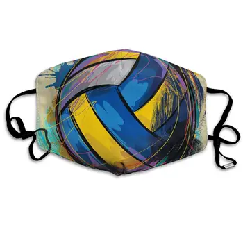 

Special Colorful Volleyball Washable Reusable Mask, Cotton Anti Dust Half Face Mouth Mask For Kids Teens Men Women With