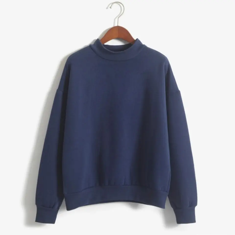  Hoodies Cotton solid color to map custom 2D Diverse creative style High Collar Women Long-sleeved S