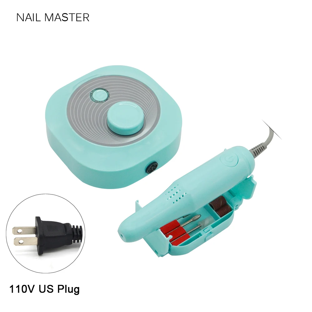 Green-US-plug Электрический сверлильный станок для ногтей профессиональный фреза набор педикюр маникюрный станок аксессуары инструменты для дизайна ногтей - Цвет: Green-US-plug