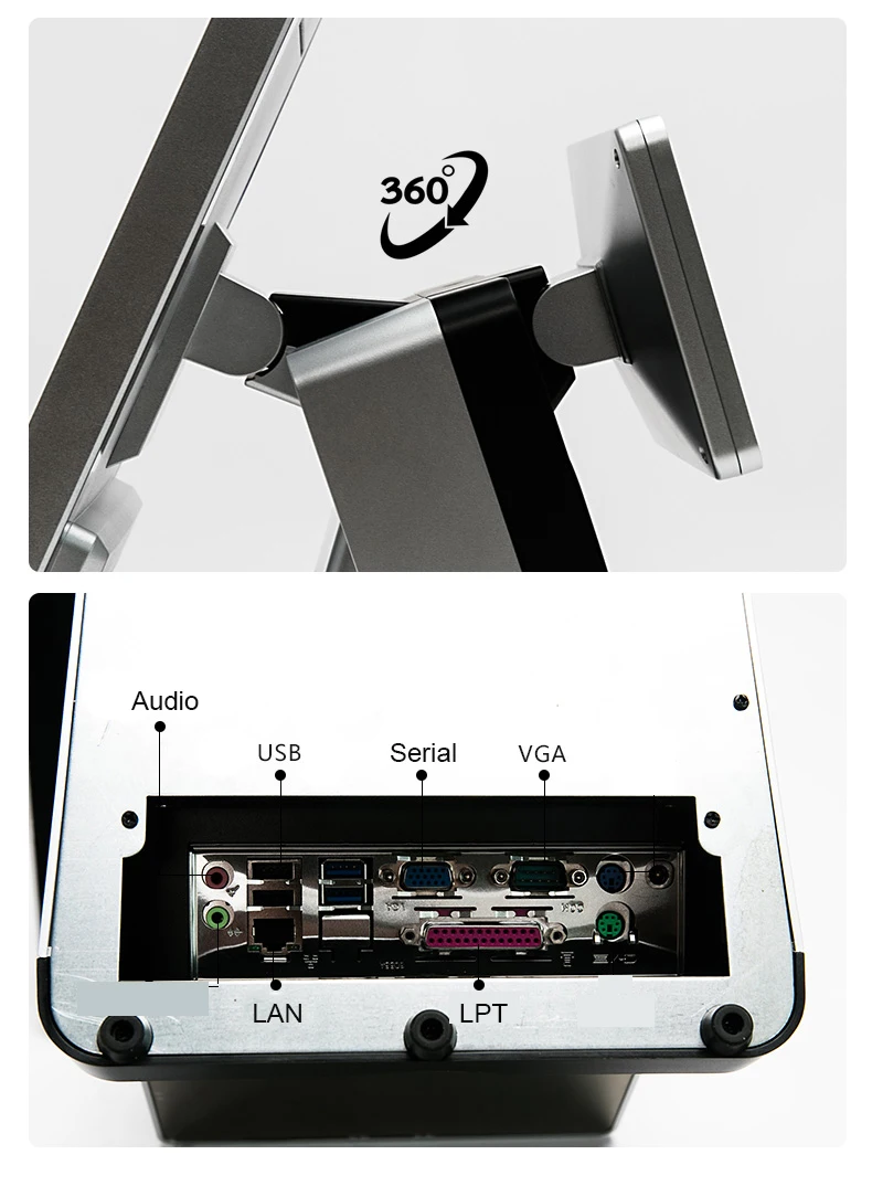 Точка продажи EPOS терминал с 80 мм принтером VFD 15 дюймов емкостный сенсорный экран pos система розничный кассовый аппарат