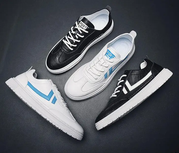 

2019 new design fashion men young man lace-up texture casual shoes men trend shoes flat base loafers