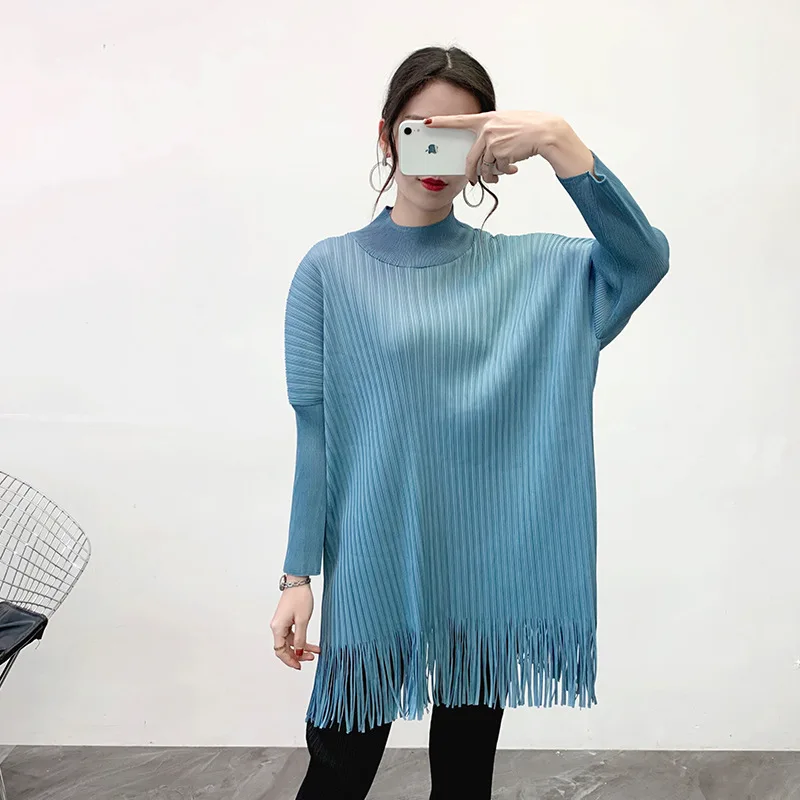 Miyake плиссированный топ с кисточками, весна, новинка, свободная плиссированная нижняя часть, футболка для женщин