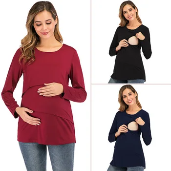 

Fashion clothing postpartum nursing clothes short-sleeved pullover T-shirt version of the loose thin section Maternity tops