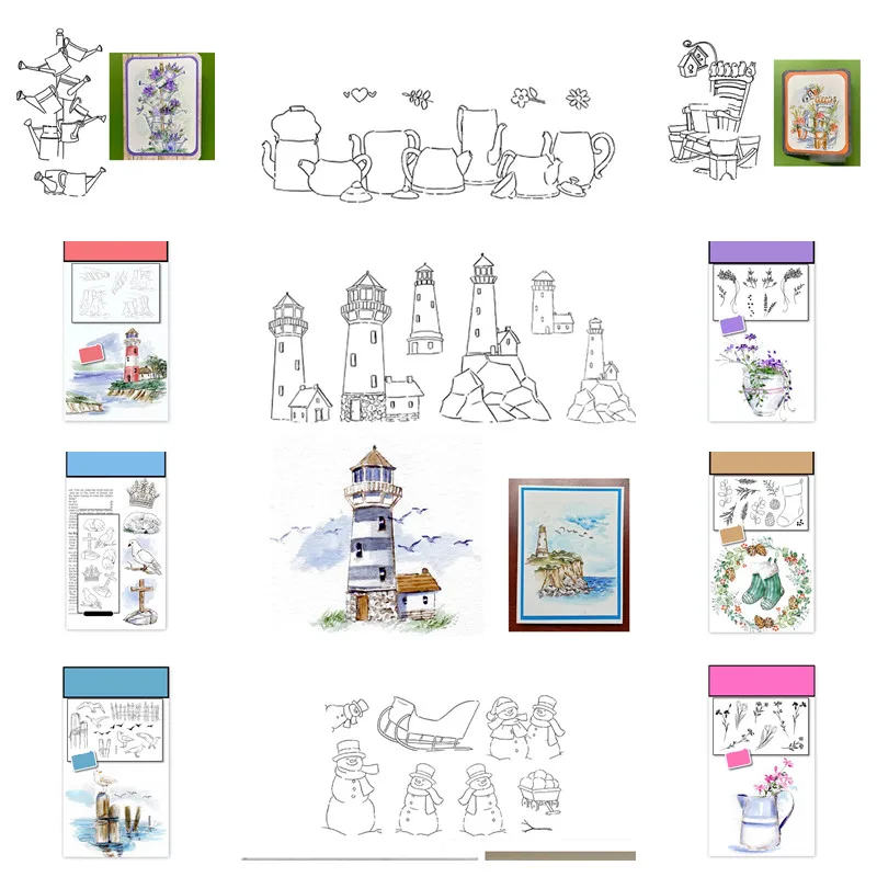 

Plant Flower Leaf Animals Snowman Pattern Clear Stamps For DIY Making Painting Scrapbooking Decoration landscape No Cutting Dies