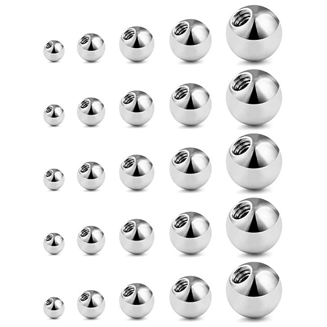 Replacement Balls Externally Threaded Surgical Steel Industrial Barbell Tongue Nipple Belly Button Piercing Rings Parts