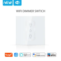 NEO – interrupteur mural tactile WIFI EU AC 85V – 230V, panneau en verre cristal blanc, capteur d'éclairage, 1 bouton, variateur 