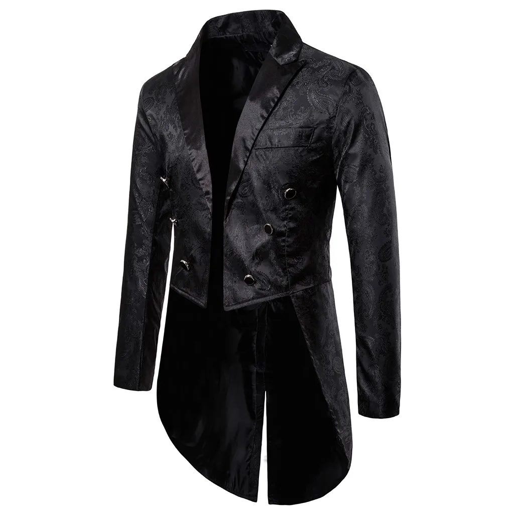 Black JAYCOSIN мужской костюм, однотонный длинный рукав, фрак, куртки, пальто, Зимняя мода, готика, стимпанк, одежда с отворотом, пальто для мужчин 1125 - Цвет: Black