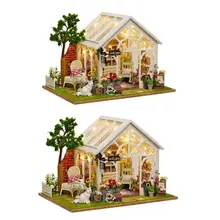 DIY Кукольный дом деревянная головоломка миниатюрный кукольный домик мебель набор игрушек подарки на день рождения набор Коробка Сборка Солнечный Зеленый кукольный домик игрушка