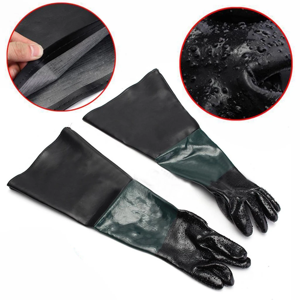 1Pair Heavy Duty Sandblasting Gloves For Sandblaster Sand Blast Cabinet 60cm