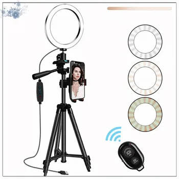 

Ring Light 16Cm With Tripod Stand Cell Phone Holder USB 3 Modes LED Light Makeup Selfie Ring Light for Live Video Studio #LR4