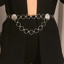 Европейские и американские аксессуары, крутой рельефный кулон, Универсальный женский пояс, простой гребешок, круг, геометрические кисточки, цепочка на талию