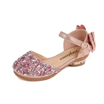 

Girls Sandals Summer Fashion High Heel Glitter Princess Shoes Kids Beach Sandals Big Girls Performance Dance Shoes Size 27-37