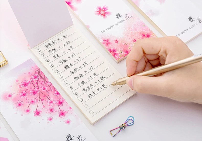 Корейский Сакура вишня блокноты липкие заметки милые Kawai проверить Flashcard Memopad исследование Bts аксессуар блок линия список сделать
