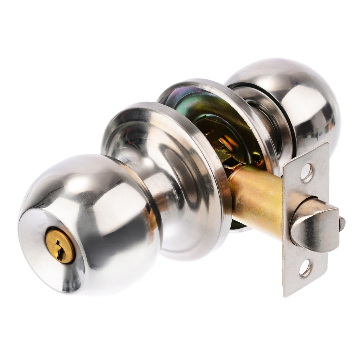 

1pcs Mayitr Stainless Steel Round Ball Privacy Door Knob Set Bathroom Handle Lock With Key Hardware Tools