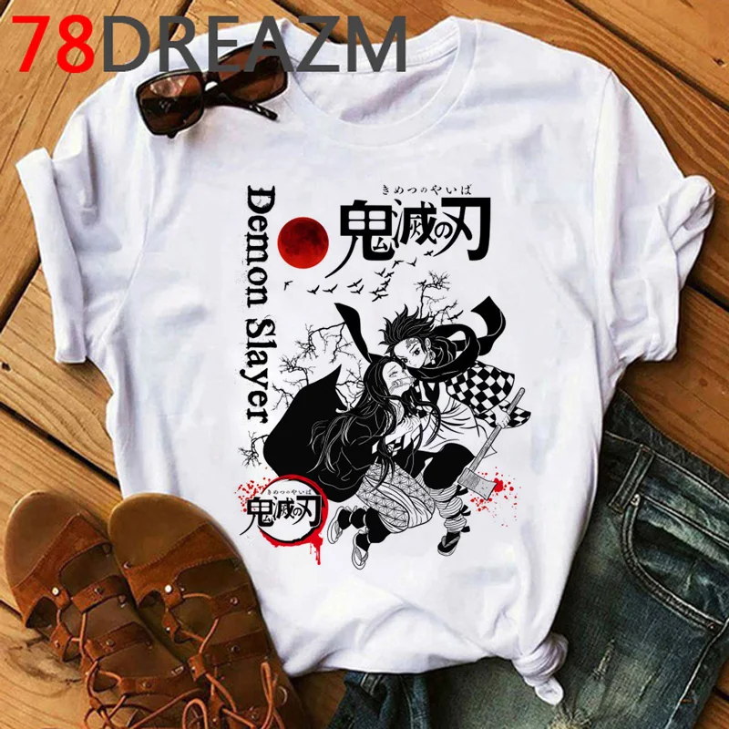 Японское аниме Kimetsu No Yaiba Demon Slayer футболка женская летняя наивысшего размера плюс