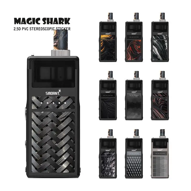 

Magic Shark 2.5D PVC Stylish Waterproof Wave Stone Print Case Cover Film Pod Skin Sticker for Smoant Pasito Vape No Fade