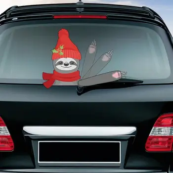 

Cute Sloth Christmas Car Auto Rear Windshield Wiper Stickers Removable Reusable Waterproof Flexible Windscreen Decals