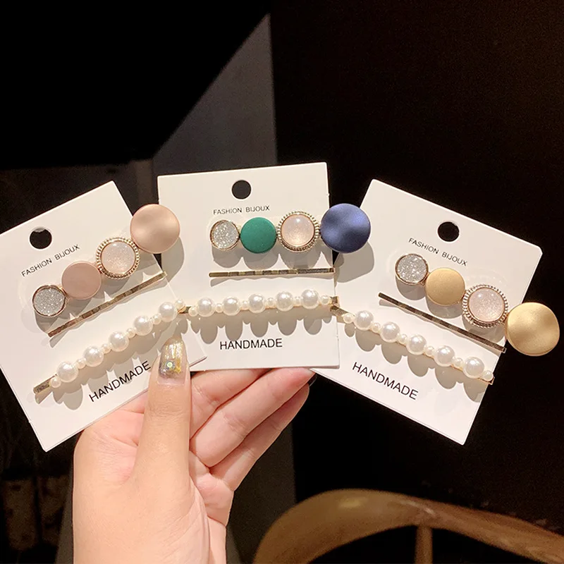 

2020 ns Fashion Elegant Pearls Geometric Hairpins For Women Girls Headband Sweet Hair Clips Barrettes Female Hair Accessories