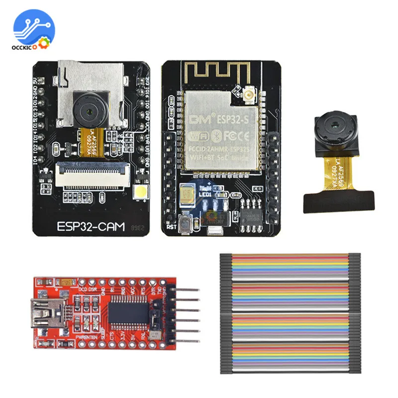 

OV2640 ESP32-CAM WIFI Bluetooth Module + FT232RL FTDI USB to TTL Serial Converter+ 40 Pin Jumper Wire for Smart Intelligent Home