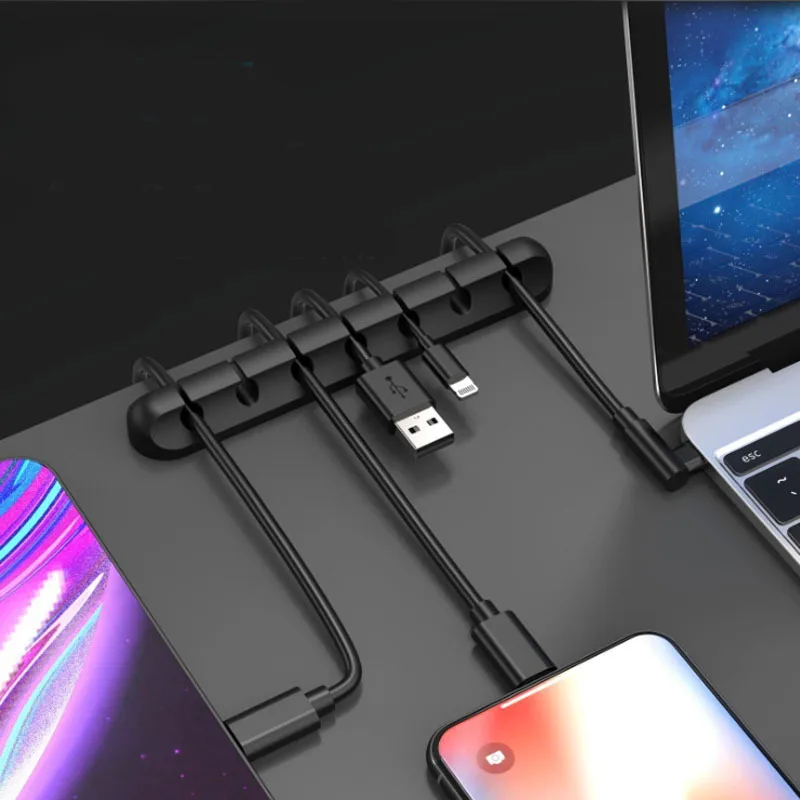 

Desktop Cable Organizer Silicone USB Cable Winder Management Clips Cable Holder for Mouse Headphone Wire Organizer
