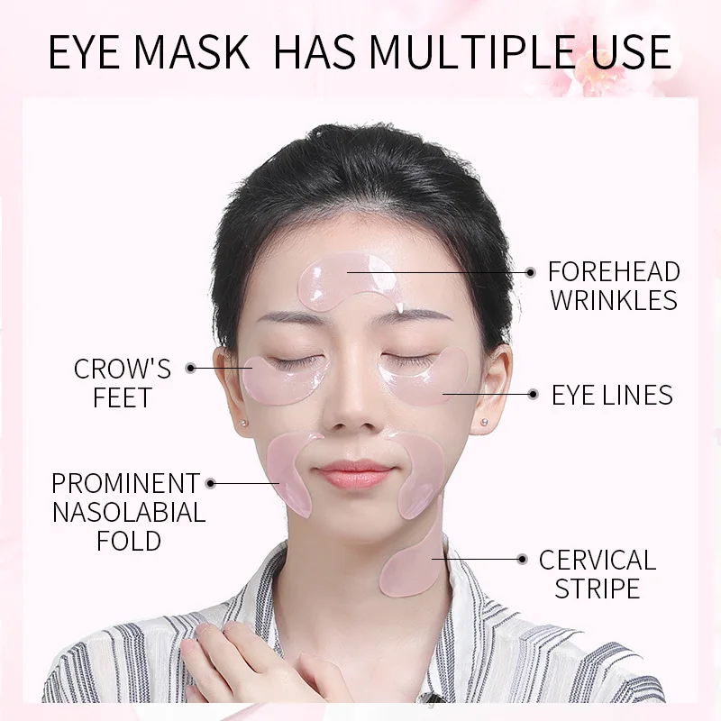 Collagen 60Pcs Eye Patches and 20pcs Cherry Hydrating Serum Lip Mask Anti-Drying Moisturizing Lightening Nourishing Skin Care