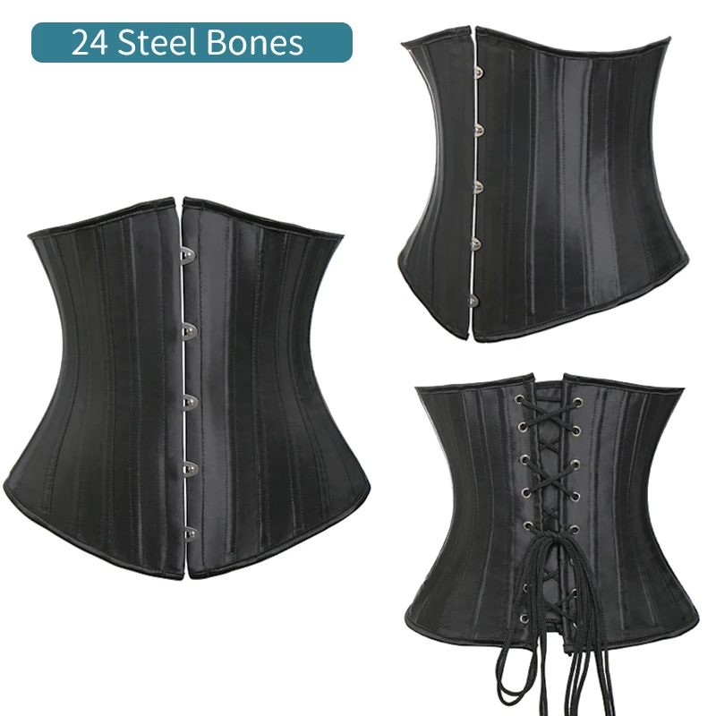 24 Steel Bones 1 Сексуальный корсет под грудь, корсетный корсет, утягивающий корсет, готическое бюстье, Женский атласный винтажный топ размера плюс S-6XL, корсет для тела - Цвет: 24 Steel Bones 1