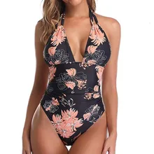 Черный, с принтом, цельные, большие купальники, закрытые, с открытой спиной, женские купальники для пляжа, купальный костюм для бассейна, купальный костюм