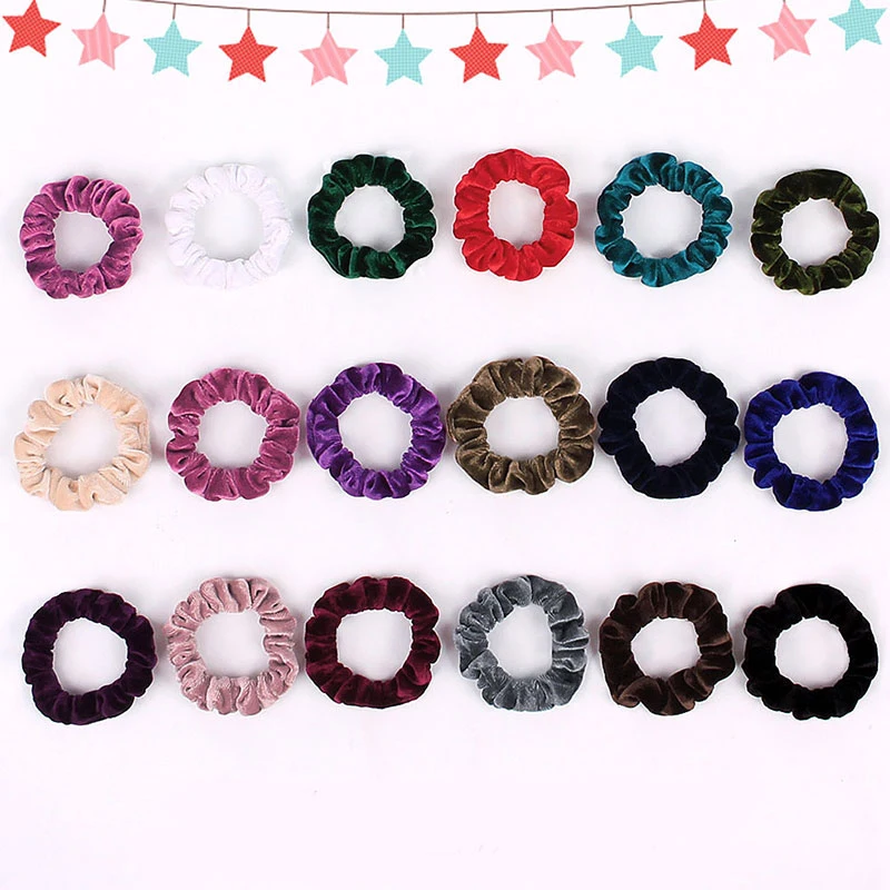 

Small Size Solid Color Soft Chiffon Velvet Satin Hair Scrunchie Grip Loop Holder Stretchy Hair Band Women Hair Accessories