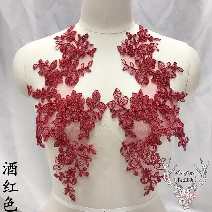 Lace Hair Accessories 2 Pieces/1 Pair 34*18cm Wedding Dress Applique DIY Bride
