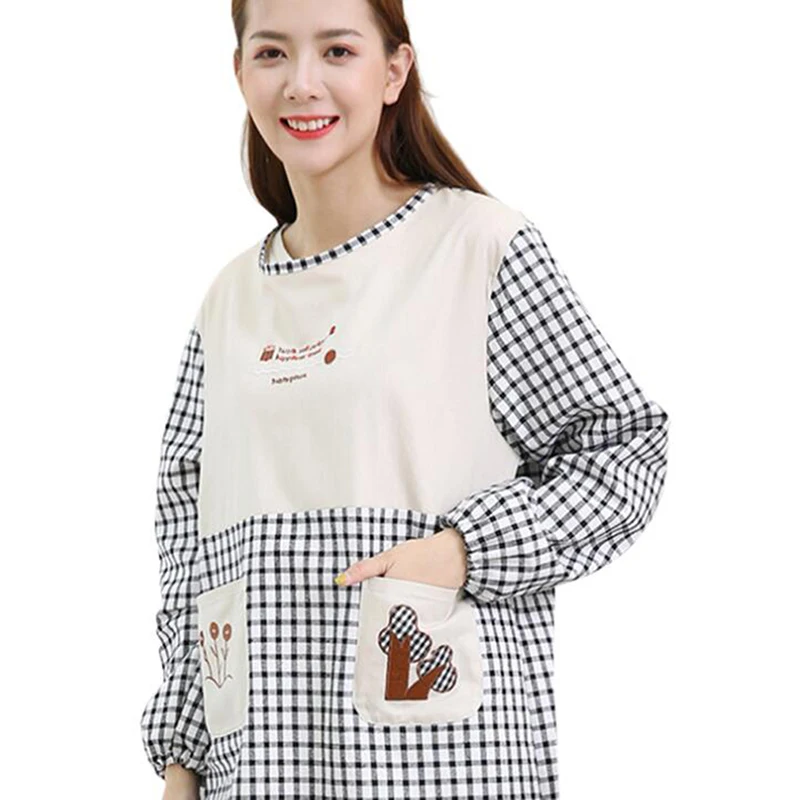 Домашний кухонный грязный фартук для готовки хлопковая клетчатая блузка с