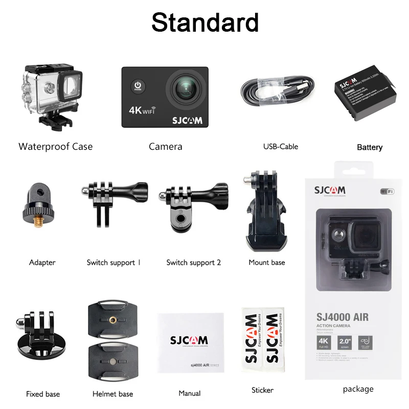 Original SJCAM SJ4000 AIR Action Camera Full HD Allwinner 4K 30FPS WIFI 2.0" Screen Mini Helmet Waterproof Sports DV Camera-4