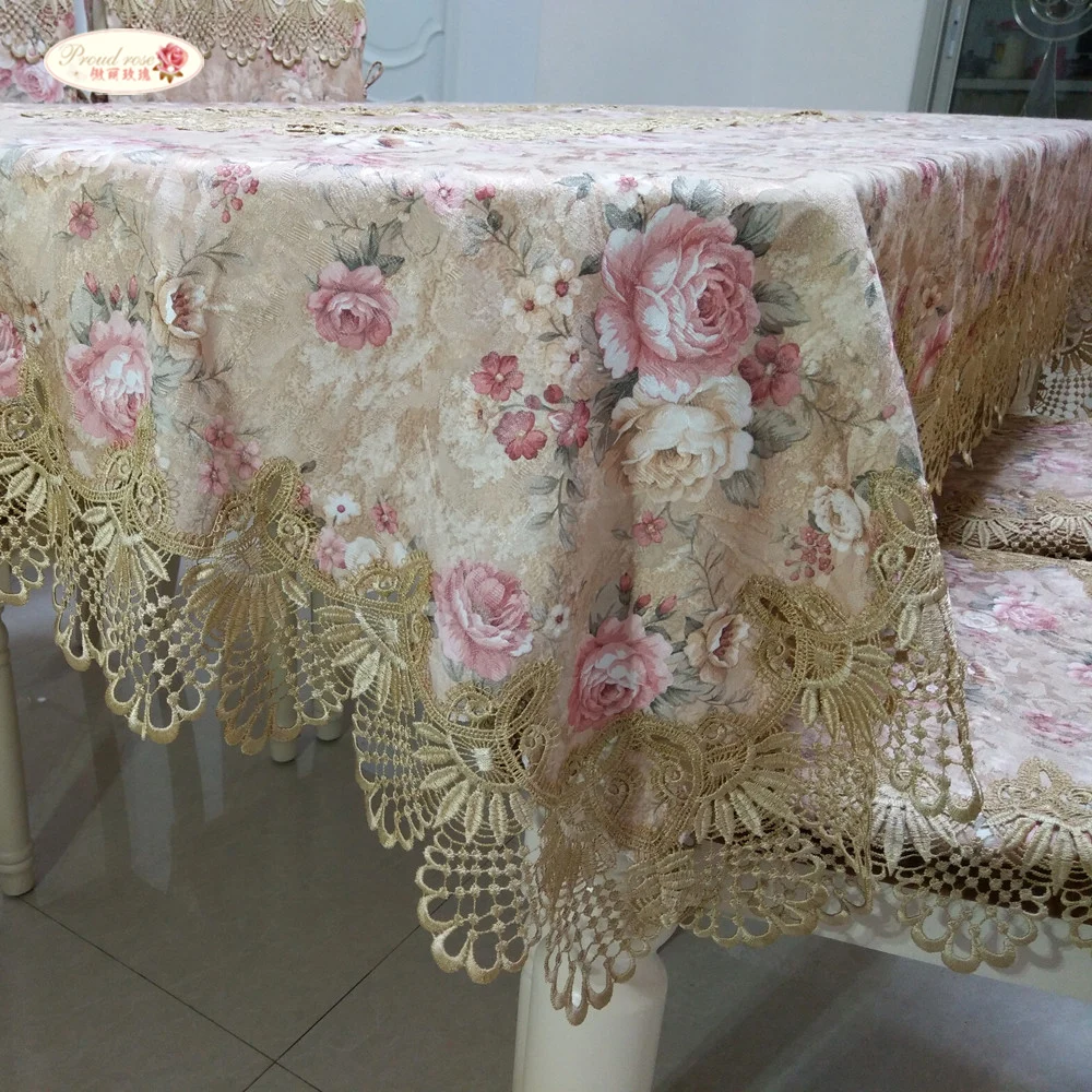 

Proud Rose Pastoral Lace Tablecloth Table Cover European Round Table Cloth Chair Cushion Wedding Decor Table Cloth Chair Cover