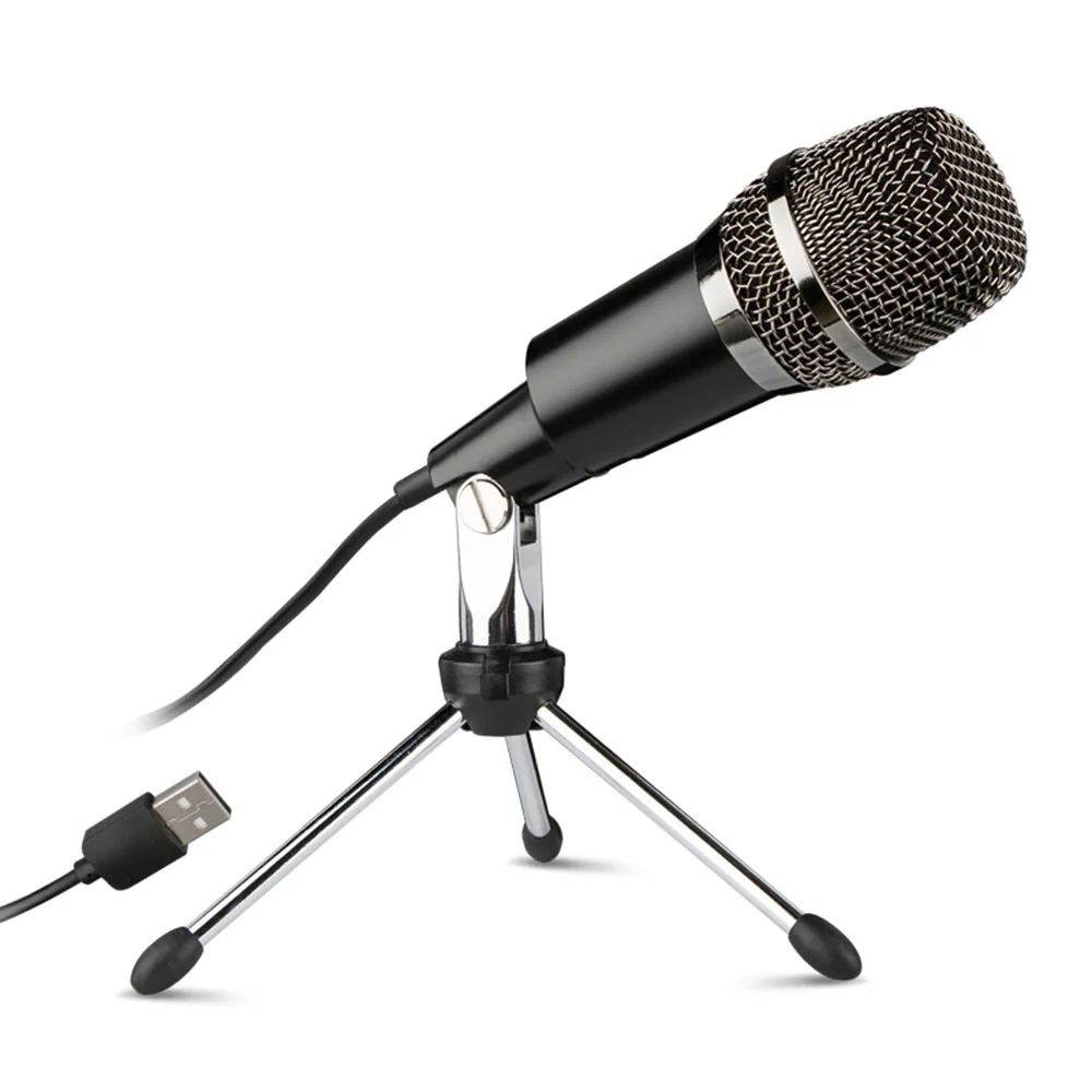 USB Microphone Home Vocal Recording Microphones Desktop Mini Metal Tripod Stand for for Laptop PC Online Chatting Singing